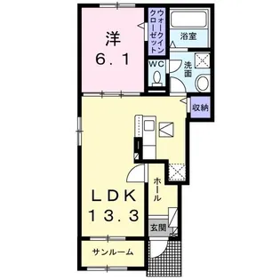 エレガンス ハネカ【1階】の間取り