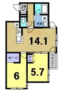 RISHAS(リシャス)【3階】の間取り