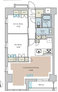 Brillia ist 池尻大橋【4階】の間取り