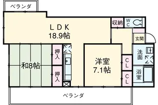 タウン唐山F棟【2階】の間取り