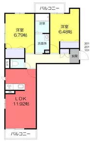 カーボグランデIIIA棟【3階】の間取り