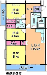 内野東団地11号棟【3階】の間取り