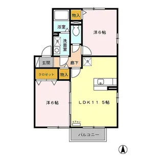 千葉県茂原市東部台2【アパート】の間取り