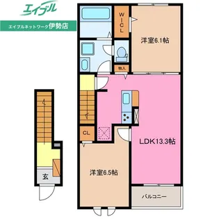 カーサ・アティラン A【2階】の間取り