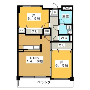 2LDKの間取り画像