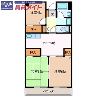 近畿マンション【7階】の間取り