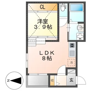 clover 山王 base(クローバーサンノウベース)【1階】の間取り