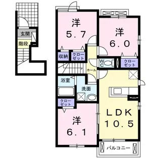 スイートタウンD【2階】の間取り