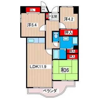 サニーヒル会瀬 1号館【2階】の間取り
