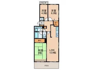 パークノヴァ亀の井【2階】の間取り
