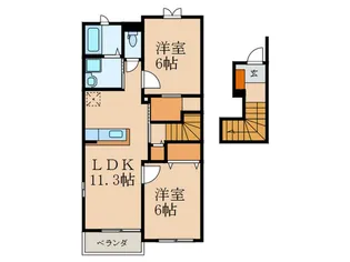 福岡県北九州市小倉南区上石田3【アパート】の間取り
