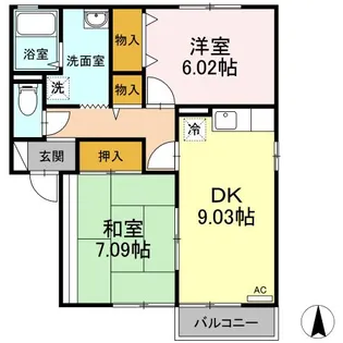 サンライズ夜市A棟/B棟 A棟【2階】の間取り