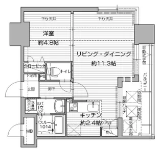 アクタス渡辺通パークシティ【7階】の間取り