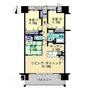 アルファフレシア久留米駅前【7階】の間取り