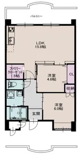 椥辻市営住宅4棟【6階】の間取り