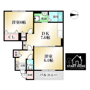グリーン・グリーンB【1階】の間取り