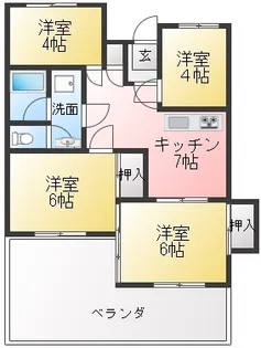 サンデンハイツ【1階】の間取り