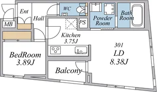 エクセルシオール荏原町【3階】の間取り