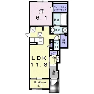 クラリッサ塩川【1階】の間取り