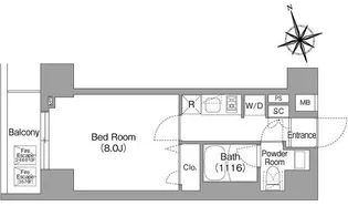 コンフォリア・リヴ八丁堀【6階】の間取り