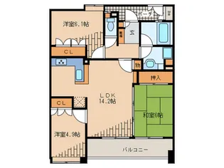 グランドメゾン平尾【12階】の間取り