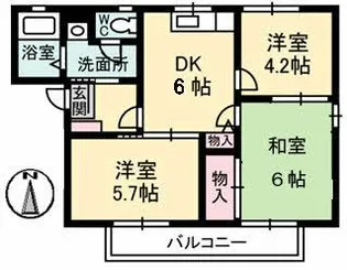 サニーハイツ牛田 B棟【2階】の間取り