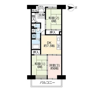 UR武蔵浦和駅前ハイツ【9階】の間取り
