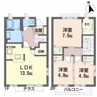 グリーンヒルズ西勝山【1階】の間取り