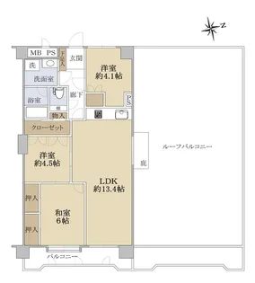ライオンズマンション瑞鳳【8階】の間取り