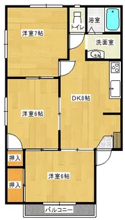ライクリーハイツB棟【2階】の間取り