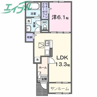 カーサ・アティラン B【1階】の間取り
