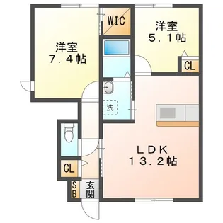 ヒュドールヒューレー G【1階】の間取り