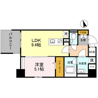プレミアム菱屋西【8階】の間取り