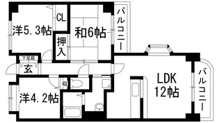 グランヴェルデ鴻池【4階】の間取り