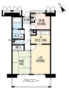 2LDKの間取り画像