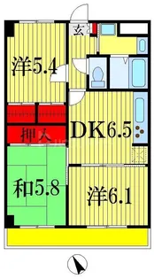 千葉県船橋市本中山5【マンション】の間取り
