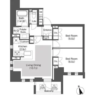 Belle Vue 千代田飯田橋【7階】の間取り