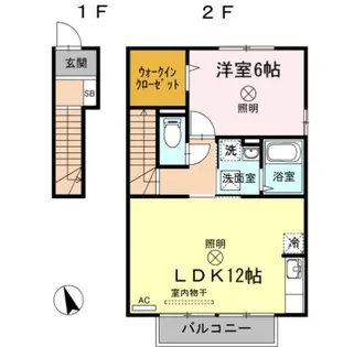 岡山県岡山市北区楢津【アパート】の間取り