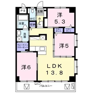 バナナガーデン III【6階】の間取り