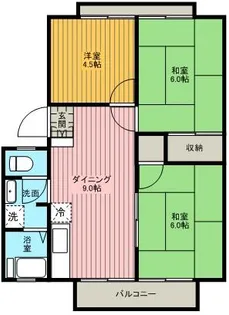 江北フラワーハイツA【2階】の間取り
