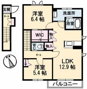 シャーメゾン空港通り A棟【2階】の間取り