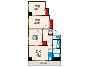 ヴェルジェ扇【8階】の間取り
