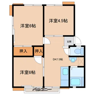 賀長ハイツIII【2階】の間取り