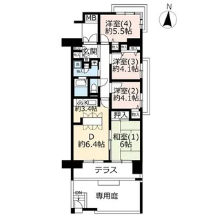 URコンフォール霞ヶ丘【1階】の間取り