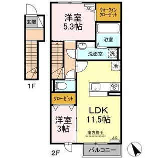 ウィルコート南花岡【2階】の間取り