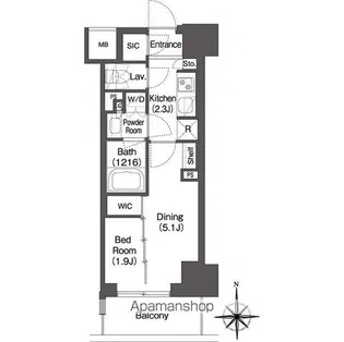 コンフォリア東新宿【8階】の間取り