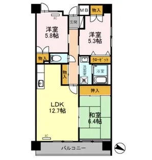 グリーンビュー西町【3階】の間取り