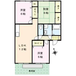 グリーンタウン津留崎【1階】の間取り