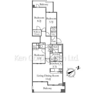 コルティーレ山手町【3階】の間取り