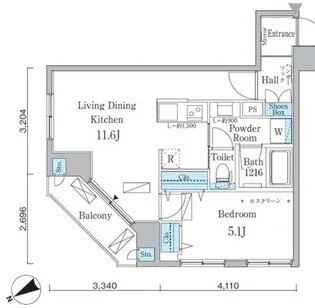 アーバネックス八丁堀【4階】の間取り